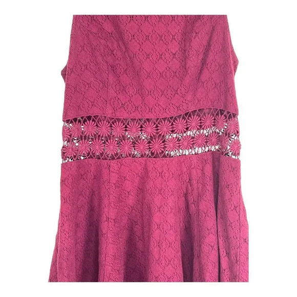 Free People Women's Daisy Waist Fit and Flare Lace Dress Burgundy Size 0 - Picture 7 of 10